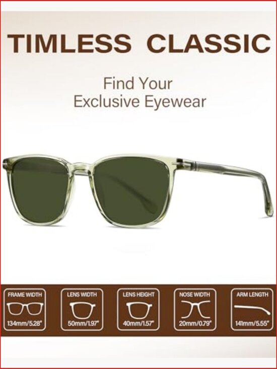 Retro Square Polarized UV400 Sunglasses Acetate TR90 Frame main image 3